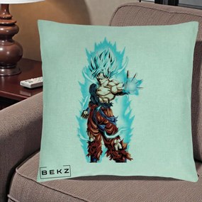 Perna Personalizata Dragon Ball Goku Ultra Instinct Blue, 40x40 cm, Verde Menta, Husa Detasabila, Perna Inclusa, BEKZ®