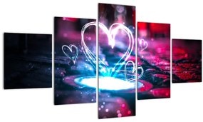 Tablou cu inima iluminată (125x70 cm), în 40 de alte dimensiuni noi