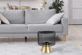 Masuta de cafea rotunda din marmura si fier Malibu 51x51x56,5 cm verde/negru