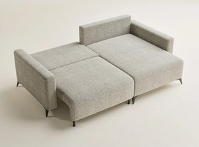 Colțar bej extensibil/cu spațiu de depozitare cu tapițerie din chenille (cu colț pe partea dreaptă/cu șezlong) Leon – Maison de Rêve