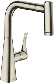 Baterie bucatarie cu dus extractibil crom periat Hansgrohe Metris M71 220 cu 2 jeturi