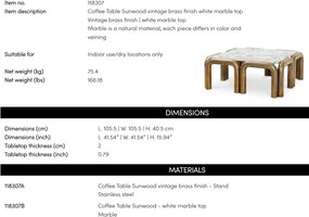 Masuta Cafea LUX cu Blat din Marmura, Sunwood