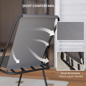 Outsunny Set de Mobilier de Grădină din 6 Piese cu Umbrelă de Soare,  Masă și Scaune Pliante, Ф80x70 cm, Gri | Aosom Romania