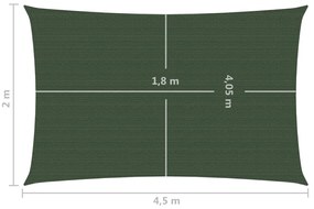 Panza parasolar, verde inchis, 2x4,5 m, HDPE, 160 g m   Morkegronn, 2 x 4.5 m