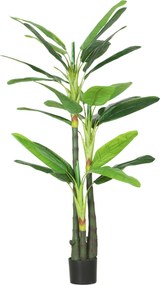 HOMCOM Arbore Artificial de Banan 180 cm cu Ghiveci, Plantă Falsă cu 18 Frunze pentru Decor Interior sau Birou, Verde | Aosom Romania