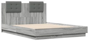 3209952 vidaXL Cadru de pat cu tăblie gri sonoma 140x190 cm lemn prelucrat