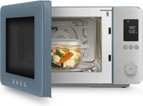 Cuptor cu microunde combinat cu aer cald SMEG Collezione MOC02SBMEU, 900 W, 27 l, 25 de programe, închidere lentă, setări personalizate, albastru