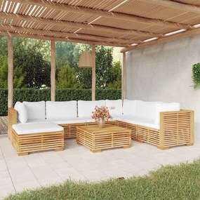 3100879 vidaXL Set mobilier grădină cu perne, 8 piese, lemn masiv de tec