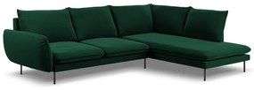 Coltar Vienna 6 locuri velvet picioare negre L275 cm