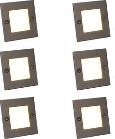 Set de 6 spoturi încastrate moderne oțel, inclusiv LED - Square 7