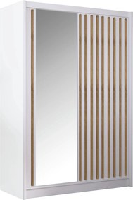 Dulap LADDER, alb/stejar craft, PAL melaminat/sticla, cu 2 usi, 150x61