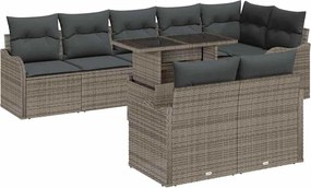 vidaXL Set de lounge cu pernă 9 pcs Gri Rattan poli