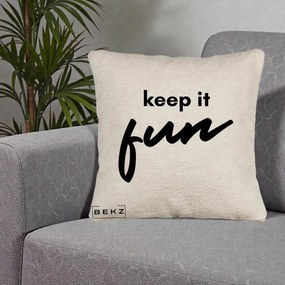 Perna Decorativa Keep It Fun, 40x40 cm, Bej Canapea, Husa Detasabila, Perna Inclusa, BEKZ®