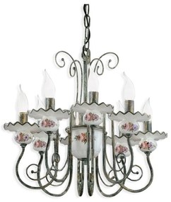 Candelabru clasic cu 8 brate realizat manual din ceramica SANREMO