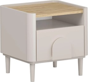 Noptieră Amilio 50 cm - cashmere / stejar uleiat / mânere cashmere