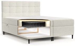 Pat boxspring crem cu spațiu de depozitare 140x200 cm Urbaneo – Maison de Rêve