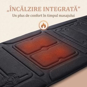 RESIGILAT- Saltea masaj corp intreg cu incalzire si 10 motoare, Negru
