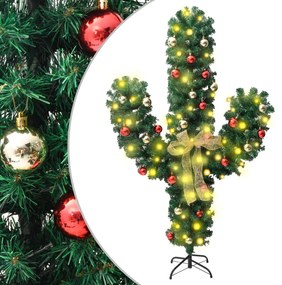 Cactus de Craciun cu suport si LED, verde, 150 cm, PVC 1, 150 cm