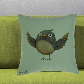 Perna Decorativa Pasare cu Aripi Intinse, 40x40 cm, Verde, Husa Detasabila, Perna Inclusa, BEKZ®