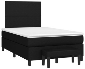 Pat box spring cu saltea, negru, 120x200 cm, textil Negru, 120 x 200 cm, Design simplu