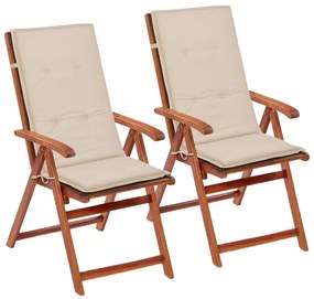 vidaXL Perne scaun de grădină, 2 buc, crem, 120x50x3 cm