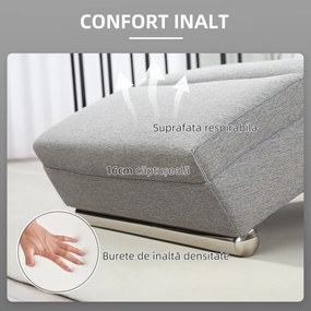 HOMCOM Fotoliu Reclinabil cu Spătar Înalt și Căptușeală Groasă, Gri | Aosom Romania