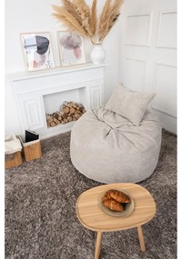 Fotoliu bean bag maro cu tapițerie din catifea reiată Om 110 – SLOWDOWN