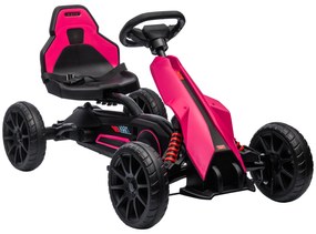 HOMCOM Go-Kart, vehicul pentru copii cu scaun reglabil, vehicul pe pedale, kart cu frână de mână, 3-8 ani, în aer liber, Roz | Aosom Romania