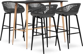 vidaXL Set mobilier de bar, 5 piese, negru și gri