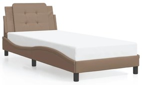 3208146 vidaXL Cadru de pat cu tăblie, cappuccino, 80x200 cm, piele ecologică