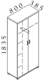 Dulap Visio 80 x 38,5 x 183,5 cm, cireș