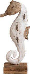 Decorațiune căluț de mare din lemn de paulownia, H33 cm
