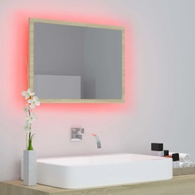 Oglinda de baie LED, stejar sonoma, 60x8,5x37cm, lemn prelucrat Stejar sonoma