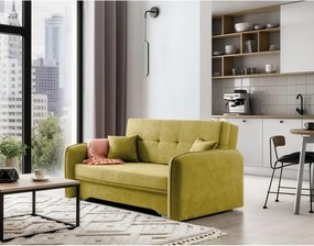 Canapea galbenă extensibilă/cu spațiu de depozitare cu tapițerie din chenille 155 cm Laine – ELTAP