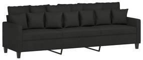 348851 vidaXL Canapea cu 3 locuri, negru, 210 cm, material textil