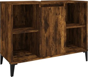 vidaXL Dulap de chiuvetă, stejar afumat, 80x33x60 cm, lemn prelucrat