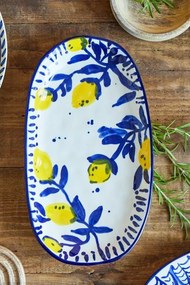 Platou din ceramica pictat manual, design mediteraneean, "Maxima"