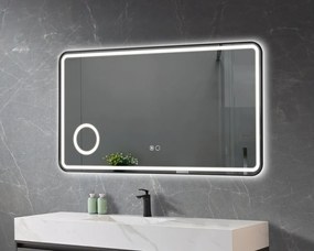 Oglinda baie, Multifuncțională, Iluminare LED Touch, Sistem Dezaburire, Oglindă de Marire, ramă aluminiu, 110x60 cm