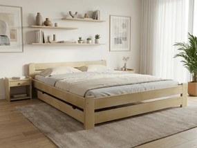 Pat Laura 160x200 cm, pin Saltele: Cu saltele Coco Maxi 20 cm, Somiera pat: Fara somiera