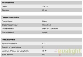 Stalp exterior stil clasic IP43 H256cm Reika negru AL 11-1175/3 schwarz OR
