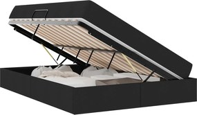 vidaXL Pat cu saltea și spațiu de depozitare Negru 140 x 190 cm