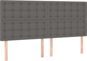 vidaXL Tăblie de pat gri 160x5x118/128 cm piele ecologică