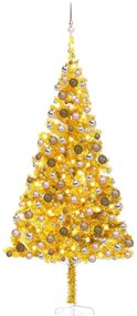 Brad de Craciun artificial cu LEDgloburi, auriu, 240 cm, PET 1, gold and rose, 240 cm