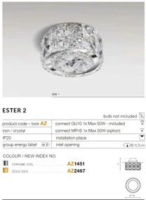 Spot incastrat cristal pentru tavan ESTER 2 crom