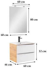 Mobilier complet de baie Vario Trim 60 stejar-alb