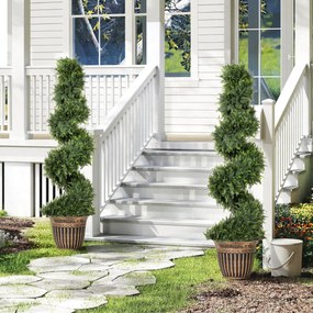 HOMCOM Set 2 Chiparoși Artificiali Spiralați 120 cm cu Ghiveci, pentru Decor Interior și Exterior, Verde | Aosom Romania