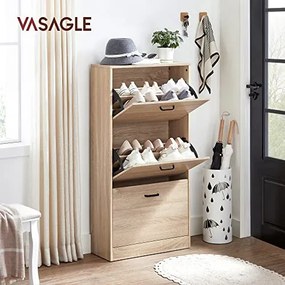 Pantofar cu 6 rafturi, PAL melaminat, natural, Vasagle