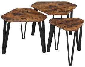 Set de 3 măsuțe laterale ELDUR maro/negru