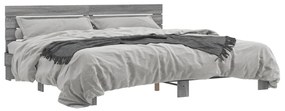 3280135 vidaXL Cadru de pat, gri sonoma, 180x200 cm, lemn prelucrat și metal