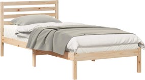 vidaXL Cadru de pat cu headboard Maro 90 x 220 cm Lemn de pin masiv